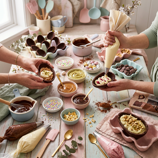 Processo de criação de ovos recheados